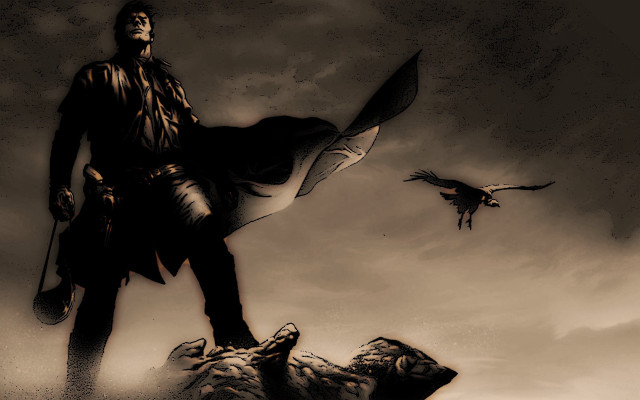 Man rock sword bird flying free wallpaper - medium preview image