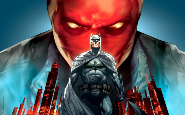 Batman red demon city skyline free wallpaper - medium preview image