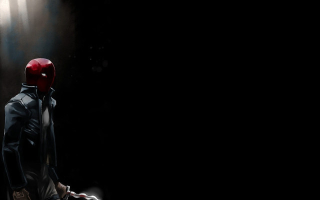 Man red helmet dark hands free wallpaper - medium preview image