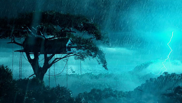 Tree rain lightning foreground sky free wallpaper - medium preview image