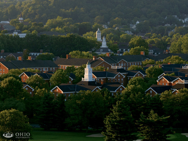 Town clock tower trees hills free wallpaper - medium preview image