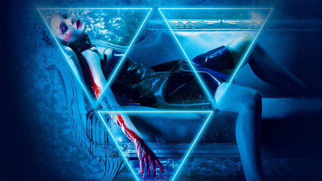 Woman bed neon light triangle free wallpaper - medium preview image
