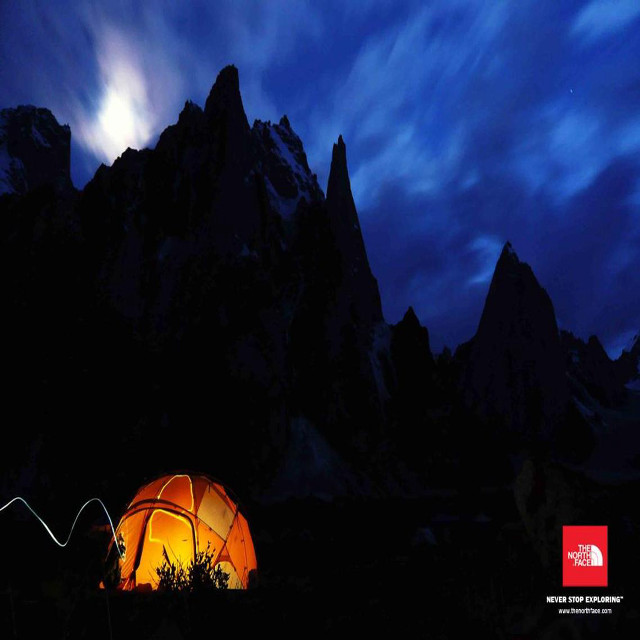 Tent lit full moon clouds free wallpaper - medium preview image