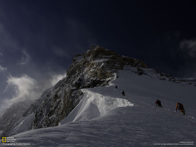 Climbing snow mountain dark sky free wallpaper - medium preview image