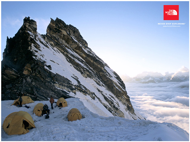 Snowy mountain tents north face free wallpaper - medium preview image