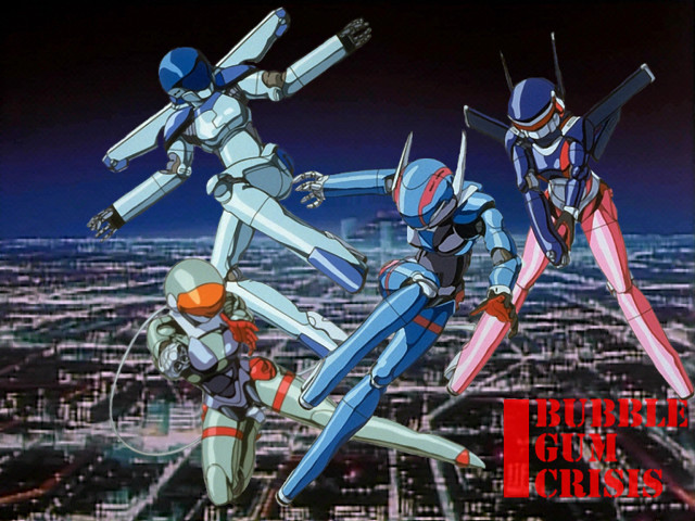 Futuristic suits flying city night free wallpaper - medium preview image