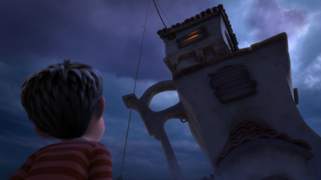 Boy looking tower sky night free wallpaper - medium preview image
