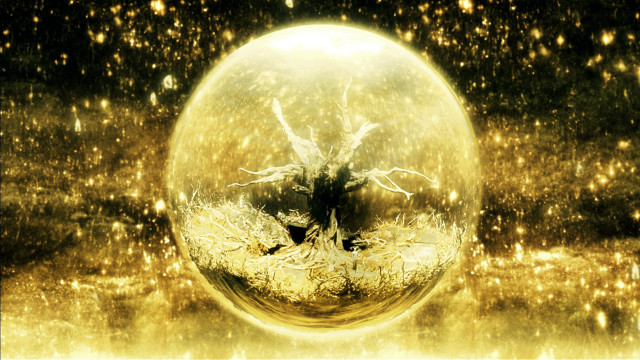 Sphere tree stars dust gold free wallpaper - medium preview image
