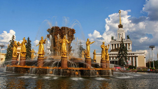 Fountain golden statues building clock free wallpaper - medium preview image