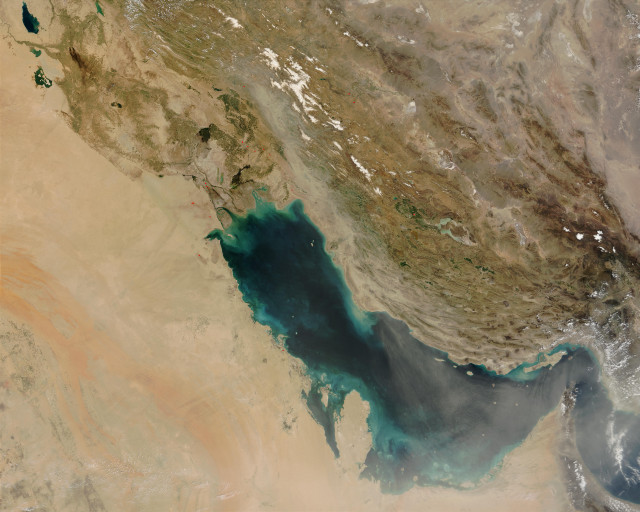 Satellite image desert water brown free wallpaper for desktop - medium preview image