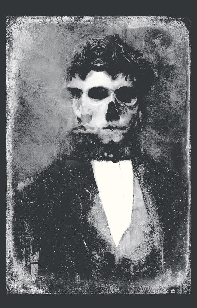 Black white man skull bowtie free wallpaper - medium preview image