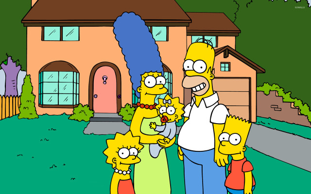 Simpsons family standing house cartoon free wallpaper - medium preview image