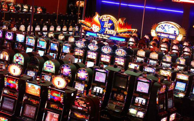 Neon slot machines cityscape ferris free wallpaper - medium preview image