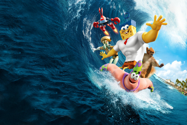 Cartoon character surfing wave ocean free wallpaper - medium preview image