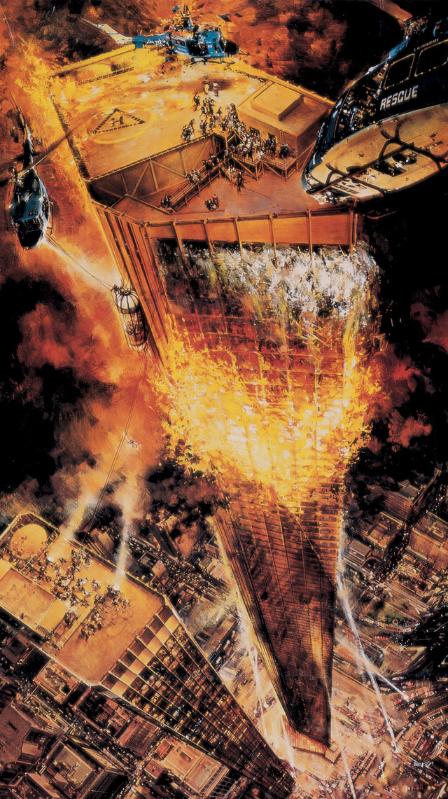 City fire smoke helicopter painting free wallpaper - medium preview image