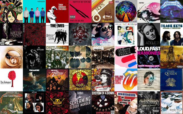 Collage bands logos wall colors free wallpaper - medium preview image