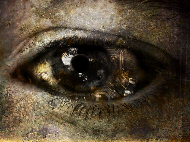 Eye cyberpunk iris black pattern free wallpaper - medium preview image