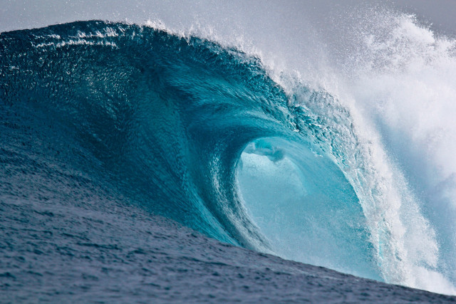Large wave surfer ocean blue #2 free wallpaper - medium preview image