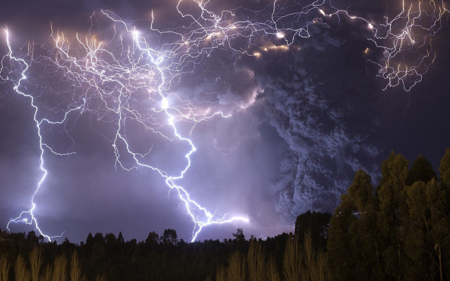 Storm lightning matte painting trees free wallpaper - medium preview image