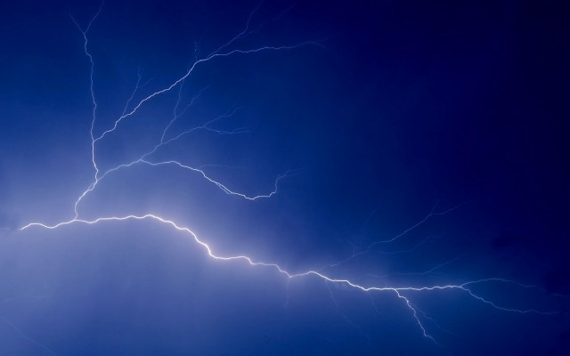Lightning plane night sky volumetric free wallpaper - medium preview image