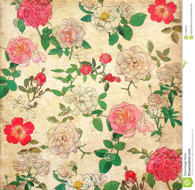 Floral pattern roses beige background free wallpaper - medium preview image