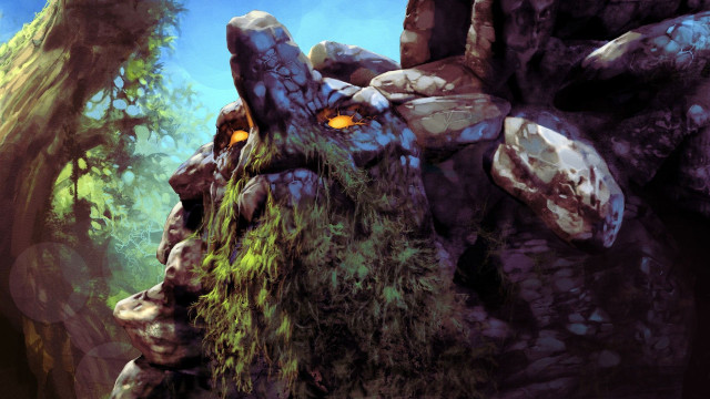 Monster yellow eye forest rocks free wallpaper - medium preview image