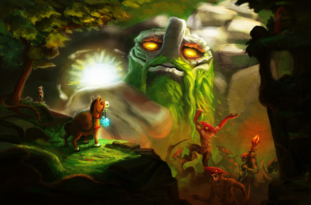 Green creature glowing eyes horse free wallpaper - medium preview image