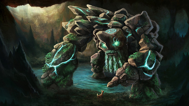 Giant creature glowing eyes forest free wallpaper - medium preview image