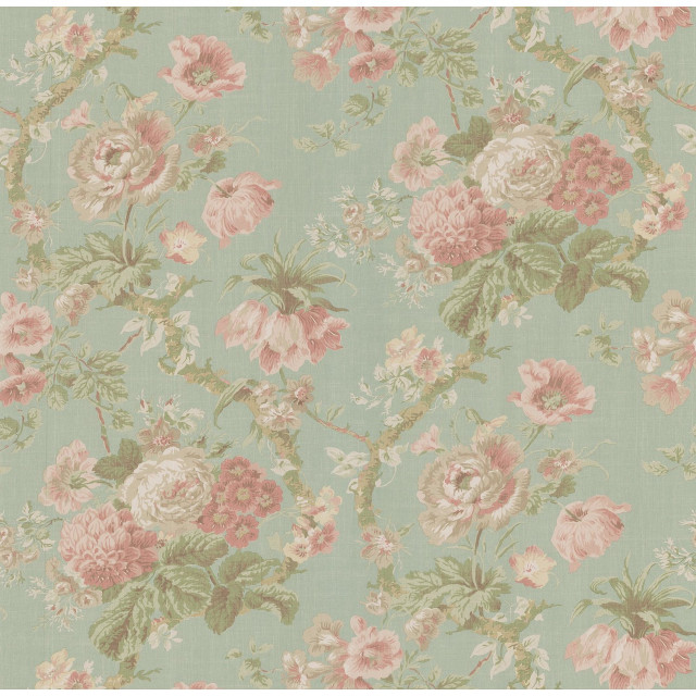Floral wallpaper pink green blue free wallpaper - medium preview image