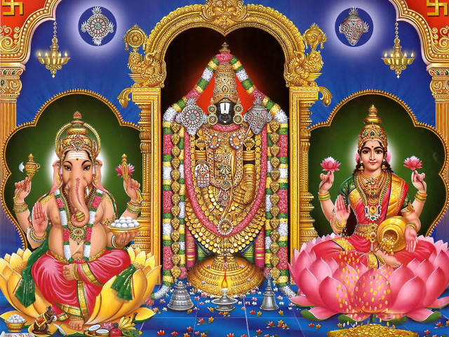 Ganesha lotuses man painting artwork free wallpaper - medium preview image