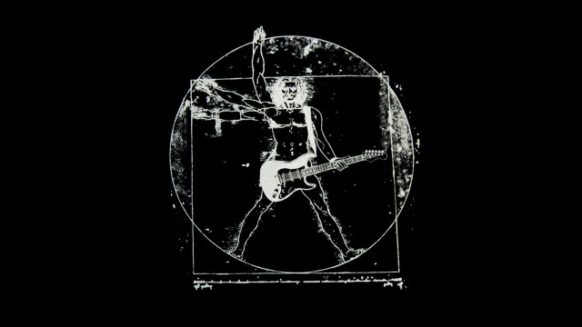 Man playing guitar circle black free wallpaper - medium preview image