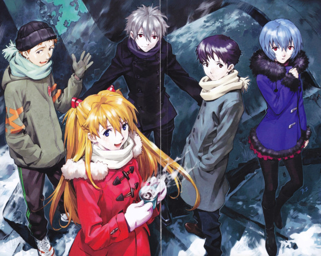 Anime characters snow group together free wallpaper - medium preview image
