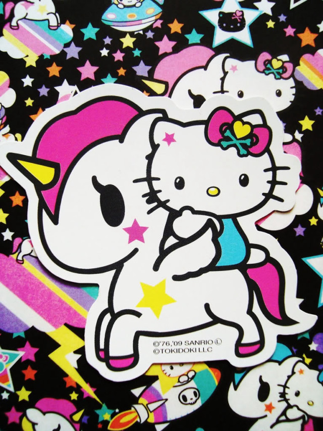 Hello kitty sticker black background free wallpaper - medium preview image