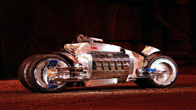 Futuristic motorcycle barn red light free wallpaper - medium preview image