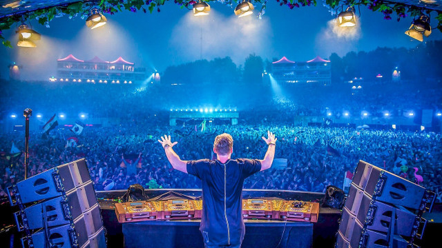 Dj stage crowd arms up free wallpaper - medium preview image