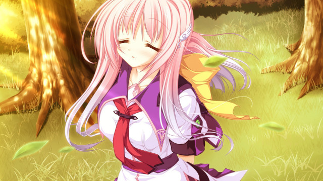 Pink haired girl forest white free wallpaper - medium preview image