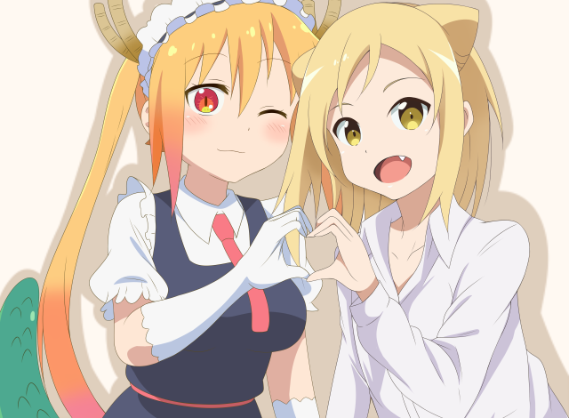 Blonde girls dragon horns heart free wallpaper - medium preview image