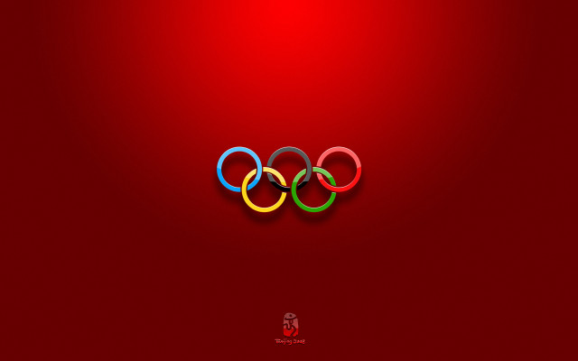 Red background olympic symbol white free wallpaper - medium preview image