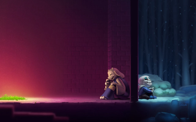Cartoon character sitting floor brick free wallpaper - medium preview image