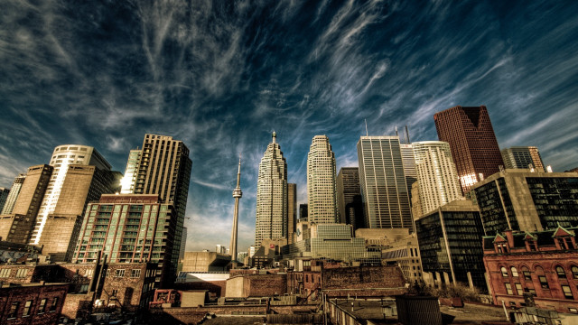 Tokyo skyline cloudy riverside architecture free wallpaper - medium preview image