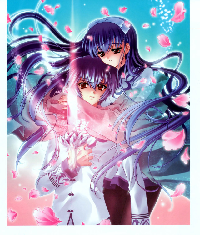 Anime girls blue hair sword free wallpaper - medium preview image