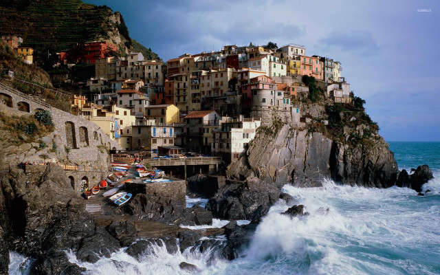 Village cliff ocean waves crashing #2 free wallpaper - medium preview image