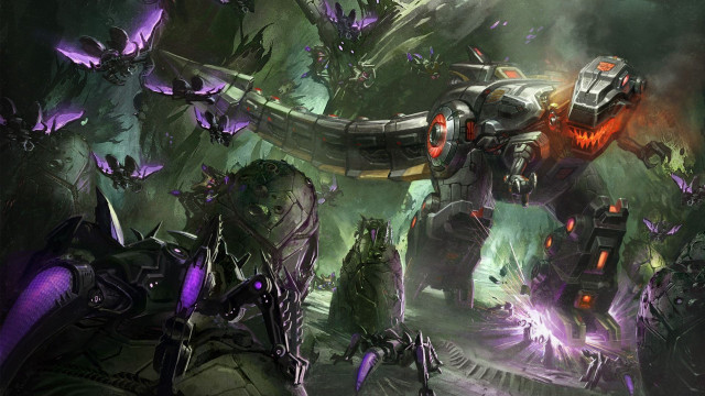 Warhammers demon giant robot battle free wallpaper - medium preview image
