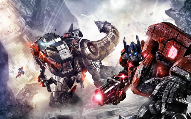 Robots fighting city giant background free wallpaper - medium preview image
