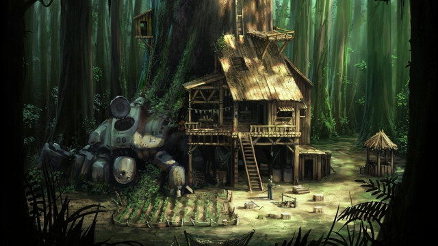 House forest treehouse ladder nature free wallpaper - medium preview image