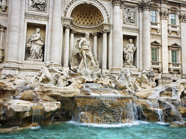 Fountain statues building middle front free wallpaper - medium preview image