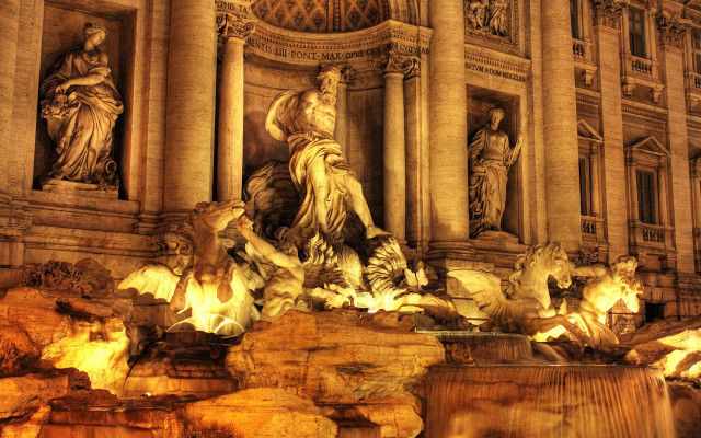 Fountain statues lights city square free wallpaper - medium preview image