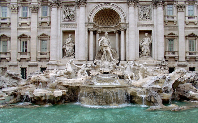 Fountain statues building clock front #2 free wallpaper - medium preview image