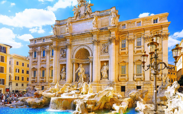Neoclassicism fountain building arch bridge free wallpaper - medium preview image