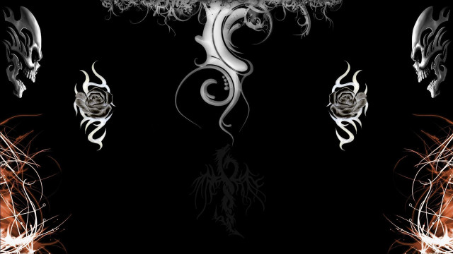 Black background white red designs free wallpaper for desktop - medium preview image